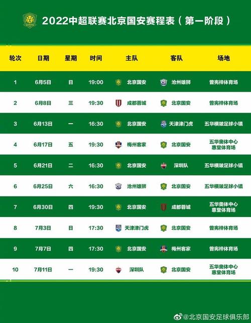 北京国安赛程2023赛程表